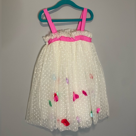 Halabaloo White Tulle Polka Dot Party Dress with Butterflies Pink Size 5 - Picture 3 of 5